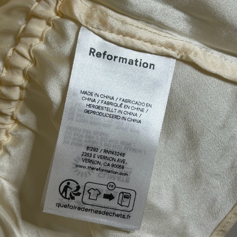 Reformation Silvia Silk Top Fior Di Latte - Picture 7 of 7